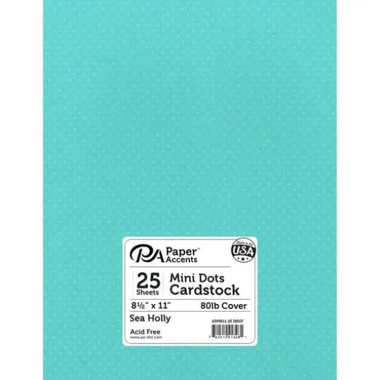 PA Paper™ Accents Mini Dot 8.5" x 11" Cardstock, 25 Sheets Sea Holly {1}