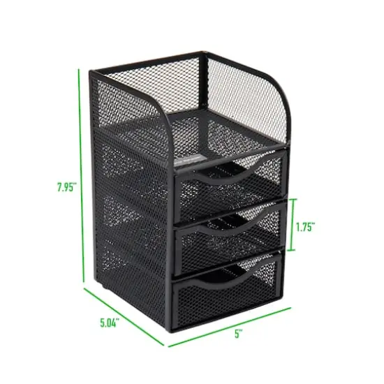 Mind Reader Black 3 Drawers Mini Desk Office Supplies Organizer {2}