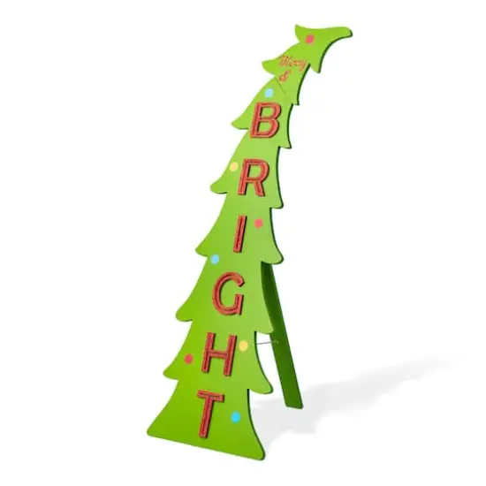 Glitzhome&reg; 41.75" Christmas "BRIGHT" Bent Tree Porch Sign {1}