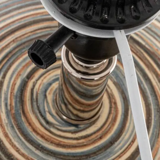 Hello Honey&reg; 20" Multicolor Stoneware Table Lamp with Stripes and Linen Shade {6}