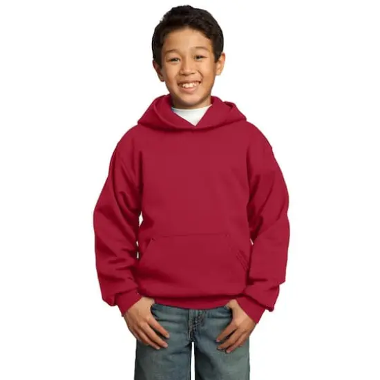 Port & Company&reg; Colors Youth Core Fleece Pullover Hooded Sweatshirt Red {3}