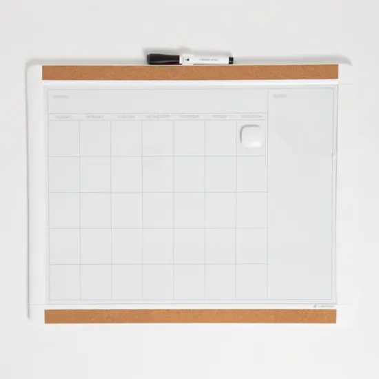 U Brands PINIT White 20" x 16" Magnetic Dry Erase Monthly Calendar Board {1}