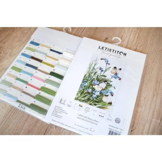 Letistitch Butterflies And Bluebird Flowers Counted Cross Stitch Kit {12}