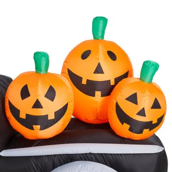 Glitzhome&reg; 8ft. Lighted Inflatable Truck With Jack-O-Lantern Pumpkins D&eacute;cor {8}