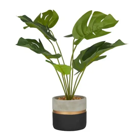 18" Green PVC Monstera Contemporary Artificial Foliage {1}