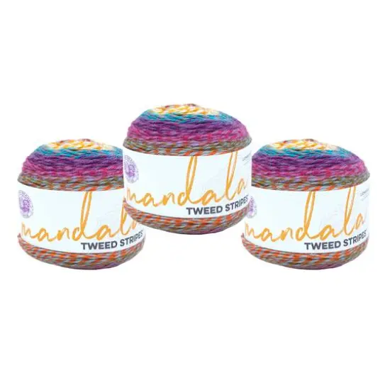 3 Pack Lion Brand&reg; Mandala&reg; Tweed Stripes Yarn Wishing Well {1}