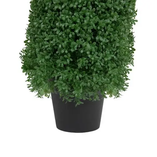 30" Unlit Artificial Boxwood Cone Topiary Tree with Round Pot {6}