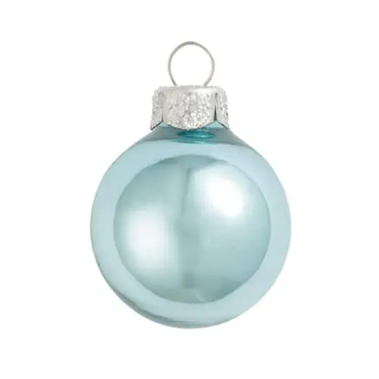 Whitehurst 4ct. 5" Shiny Glass Christmas Ornaments Baby Blue Shiny {1}