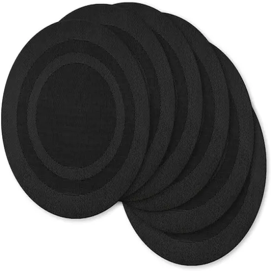 DII&reg; Round Double Frame Placemats, 6ct. Black {1}