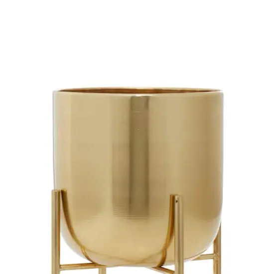Metal Contemporary Stand Planter Set Gold {4}