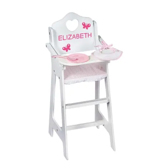 Badger Basket White & Pink Gingham Doll High Chair with Accessories {8}