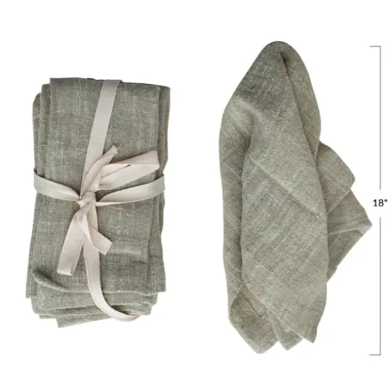 Hello Honey&reg; Sage Woven Cotton & Linen Napkins Set {4}