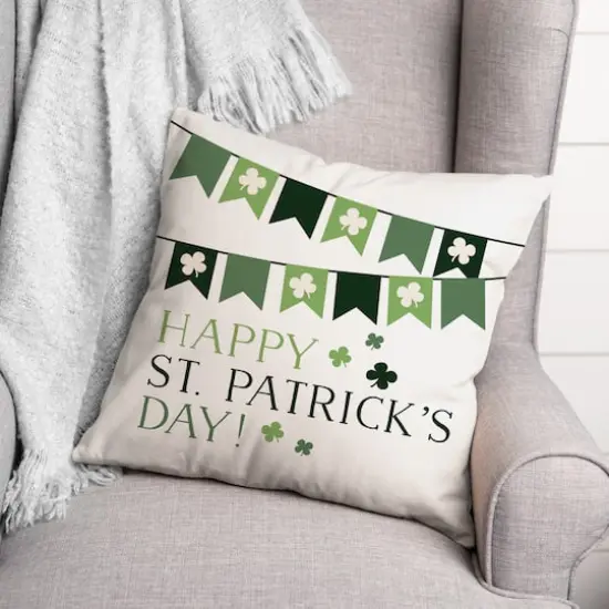 Happy St. Patrick's Day Banner Throw Pillow {3}