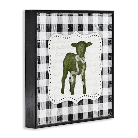 Stupell Industries Seasonal Easter Baby Calf Spring Tartan Pattern Framed Giclee Art Black {4}