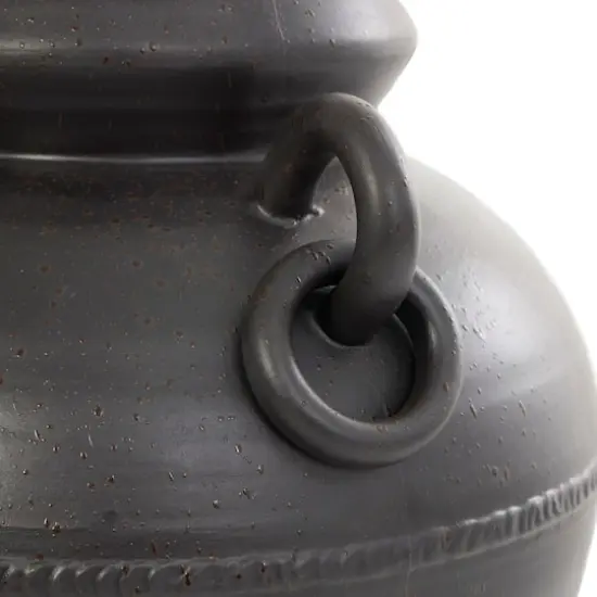 15" Black Ceramic Amphora Vase with Speckled Texture & Ring Handles {8}
