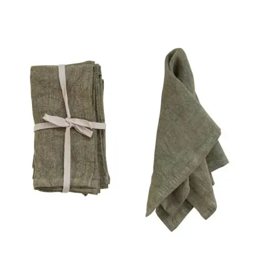 Hello Honey&reg; 18" Square Stonewashed Linen Dinner Napkins, 4ct. Olive {6}