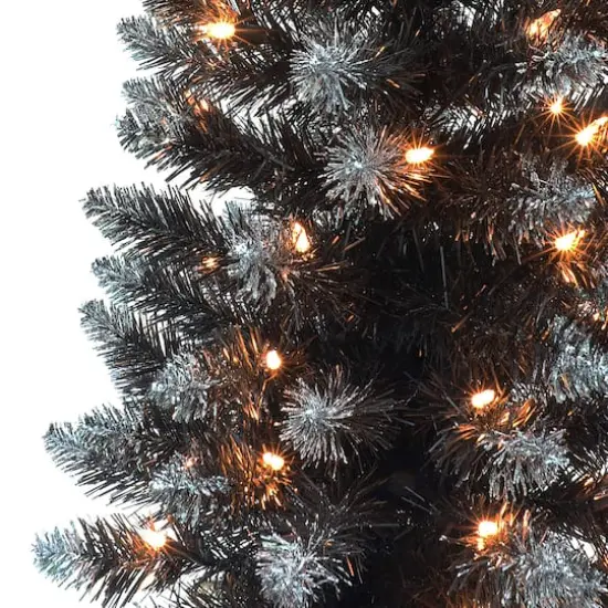 3ft. Pre-Lit Black Pine Artificial Christmas Tree, Clear Incandescent Lights {3}