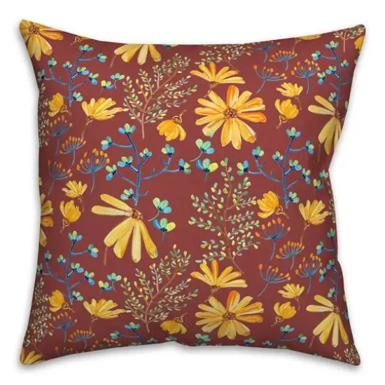 Flowers & Foliage Throw Pillow Red {1}