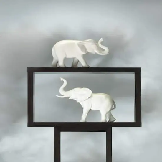 5" Sleek White Ceramic Elephant {5}