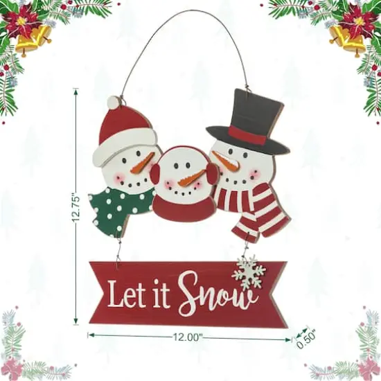 Glitzhome&reg; 12.75" Christmas Snowman Family Wall D&eacute;cor {9}