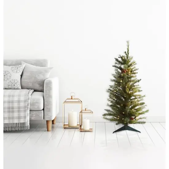 3ft. Pre-Lit Artificial Christmas Tree with Pinecones, Clear Lights {3}