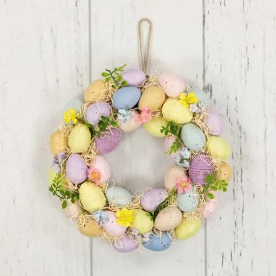 12.5" Multicolor Floral & Easter Egg Spring Wreath {4}