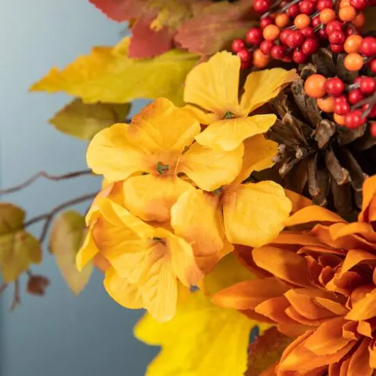 Glitzhome&reg; 27" Fall Dahlia, Pumpkin, Leaf & Berry Swag {5}