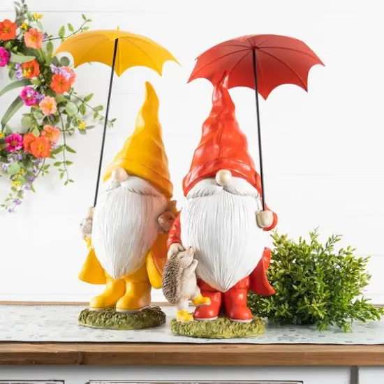 Garden Gnomes with Umbrellas & Woodland Animals Set {6}