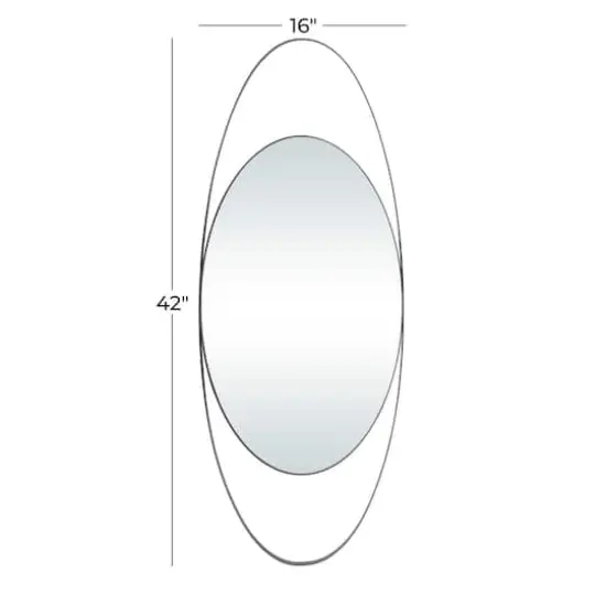 Black Contemporary Wall Mirror, 16" x 2" x 42" {6}
