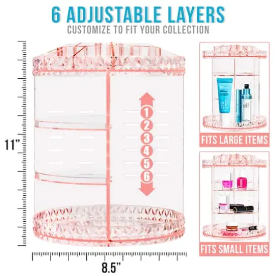 Sorbus Rotating Makeup Organizer Pink {6}