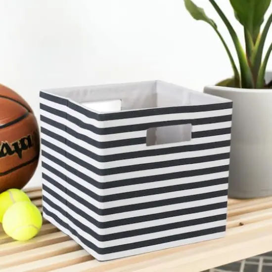 DII&reg; Square Black Pinstripe Polyester Cube {1}