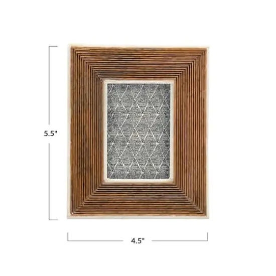 Hello Honey&reg; Hand-Carved Mango Wood 3" x 4" Tabletop Frame with Bone Border {3}