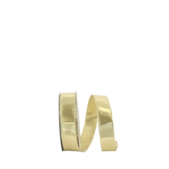 JAM Paper 7/8" x 25yd. Gold Woven Lame 3 Wired Edge Ribbon {1}