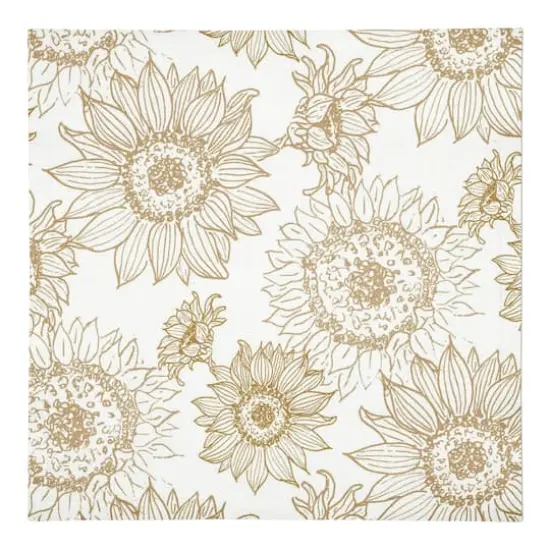 Large Sunflower Head Cotton Twill Napkin Gold/White {1}