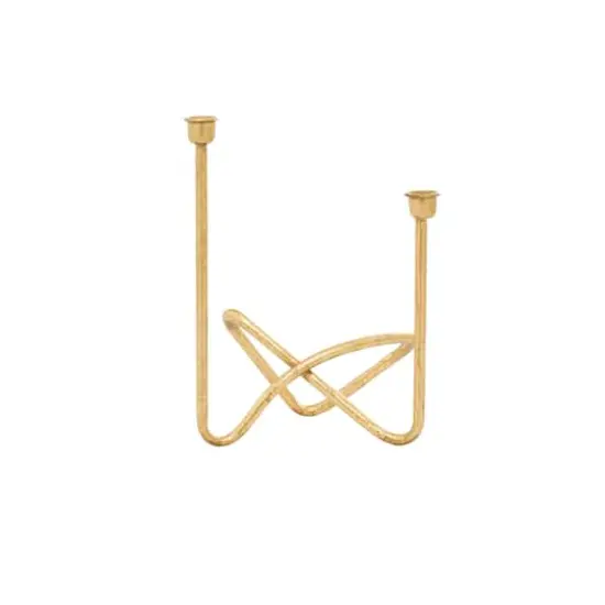 CosmoLiving by Cosmopolitan Gold Iron Contemporary Candlestick Holders, 11" x 10" x 6" {4}
