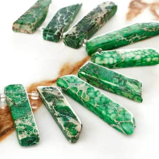 Green Dyed Imperial Jasper Stick Beads by Bead Landing&trade; {3}