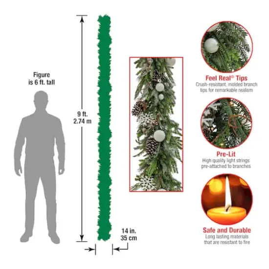 9ft. Pre-Lit Alpine Collection Decorated Garland {9}