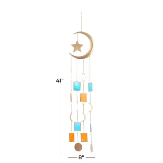 Gold Contemporary Moon and Sun Windchime, 8" x 2" x 41" {8}