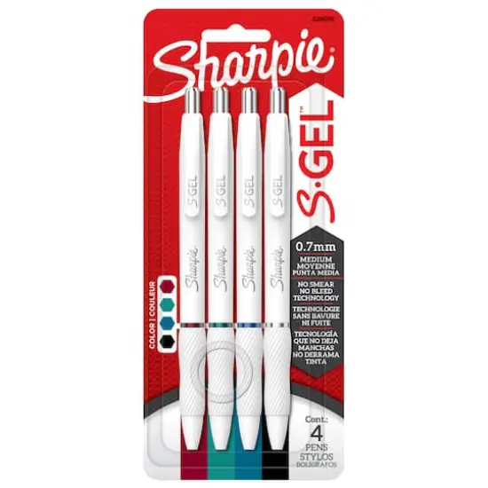 Sharpie® S-Gel™ 0.7mm Medium Point Classic Pens with White Fashion Barrel, 4ct. {7}