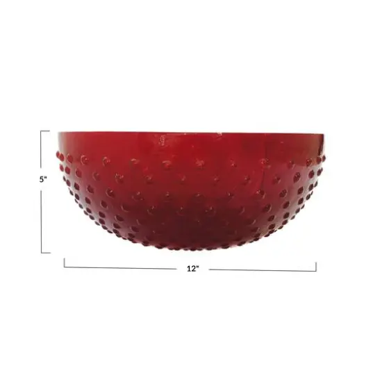 Hello Honey&reg; 4.5qt. Red Glass Hobnail Serving Bowl {4}