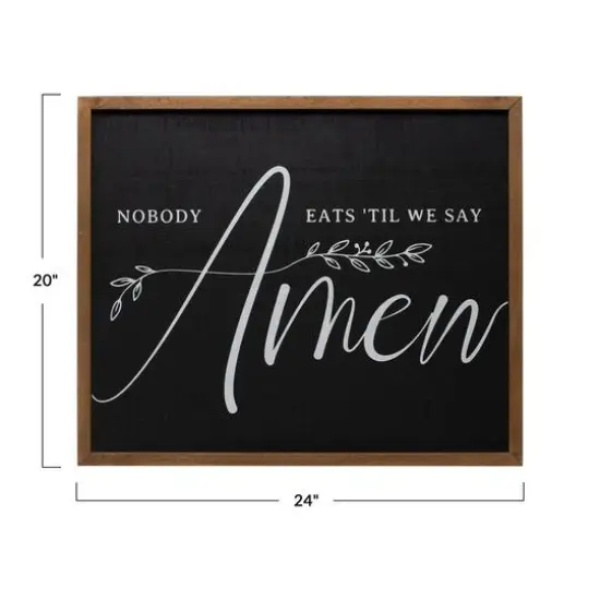 Hello Honey&reg; 24" Nobody Eats Til We Say Amen Wood Plaque {1}