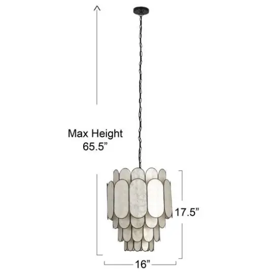 Hello Honey&reg; Black Finish Laminated Capiz Tiered Chandelier {8}