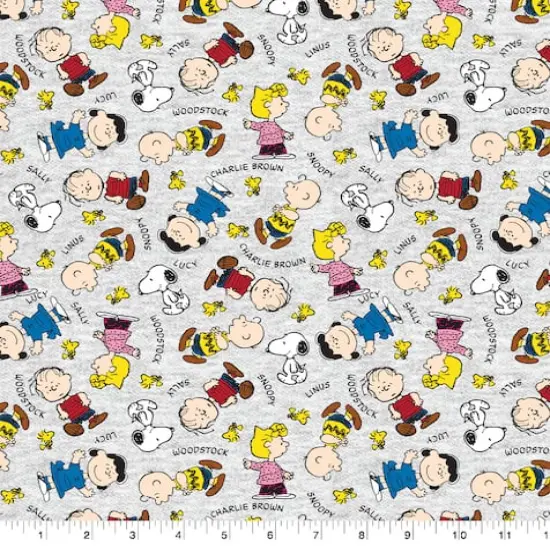Peanuts Gang With Names Fabric {1}