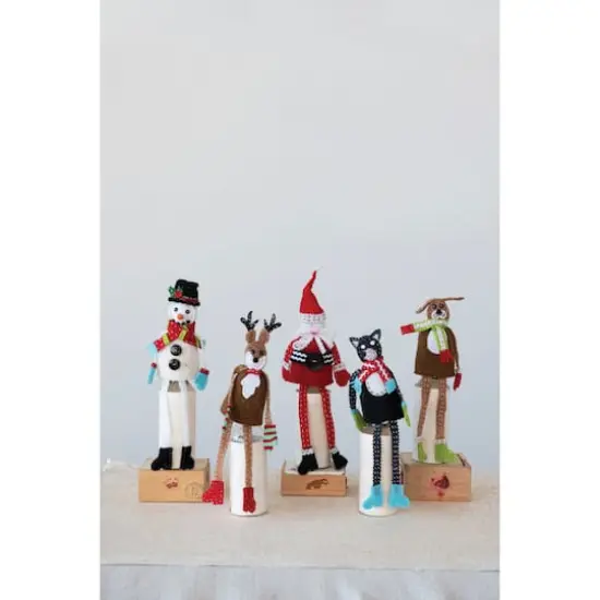 Hello Honey® 10" Handmade Fabric & Wool Felt Santa Bottle Topper with Embroidery & Applique {3}