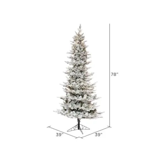 6.5ft. Pre-Lit Flocked Kiana Artificial Christmas Tree, Wide Angle Warm White LED Lights {5}