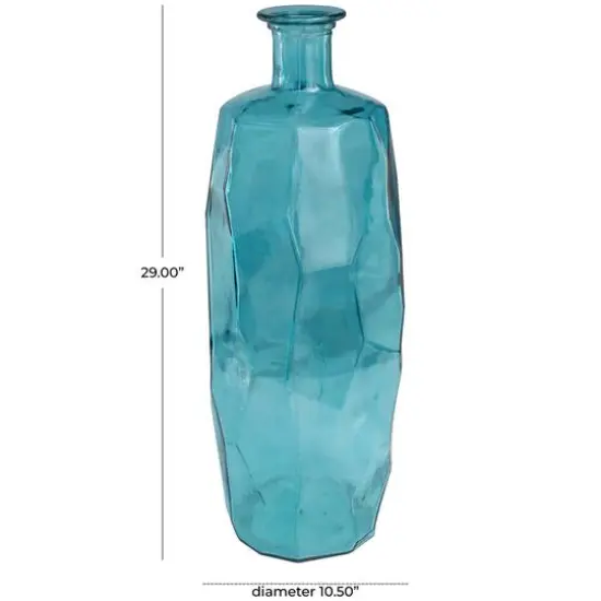 29" Teal Recycled Glass Tall Spanish Bottleneck Vase {6}