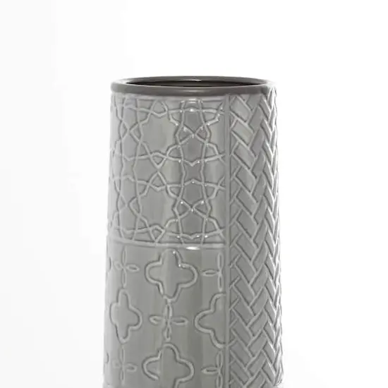 30" Gray Stoneware Eclectic Vase {3}