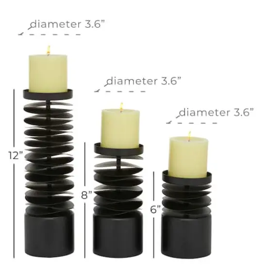 Black Metal Contemporary Candle Holder Set {6}