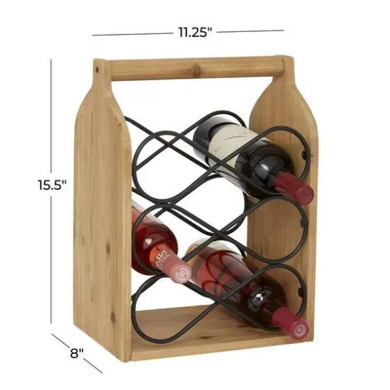 15" Brown Wood Rustic Wine Holder {7}