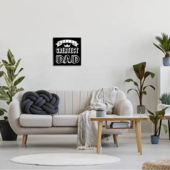 Stupell Industries Worlds Greatest Dad Cool Varied Typography Crown Design Framed Giclee Art Black {3}